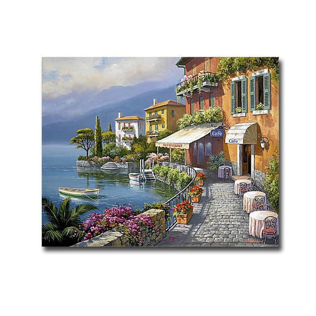 121578ig Seaside Bistro Cafe By Sung Kim Premium Gallery-wrapped Canvas Giclee Art - 12 X 15 In.