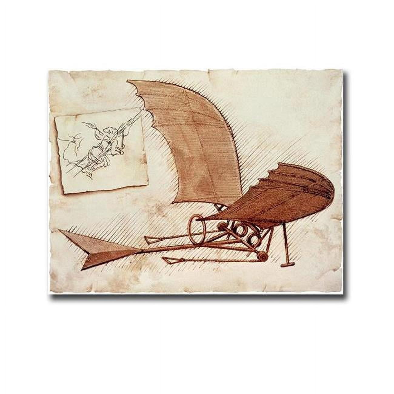 1216356bg Flying Machine By Leonardo Da Vinci Premium Gallery-wrapped Canvas Giclee Art - 12 X 16 X 1.5 In.