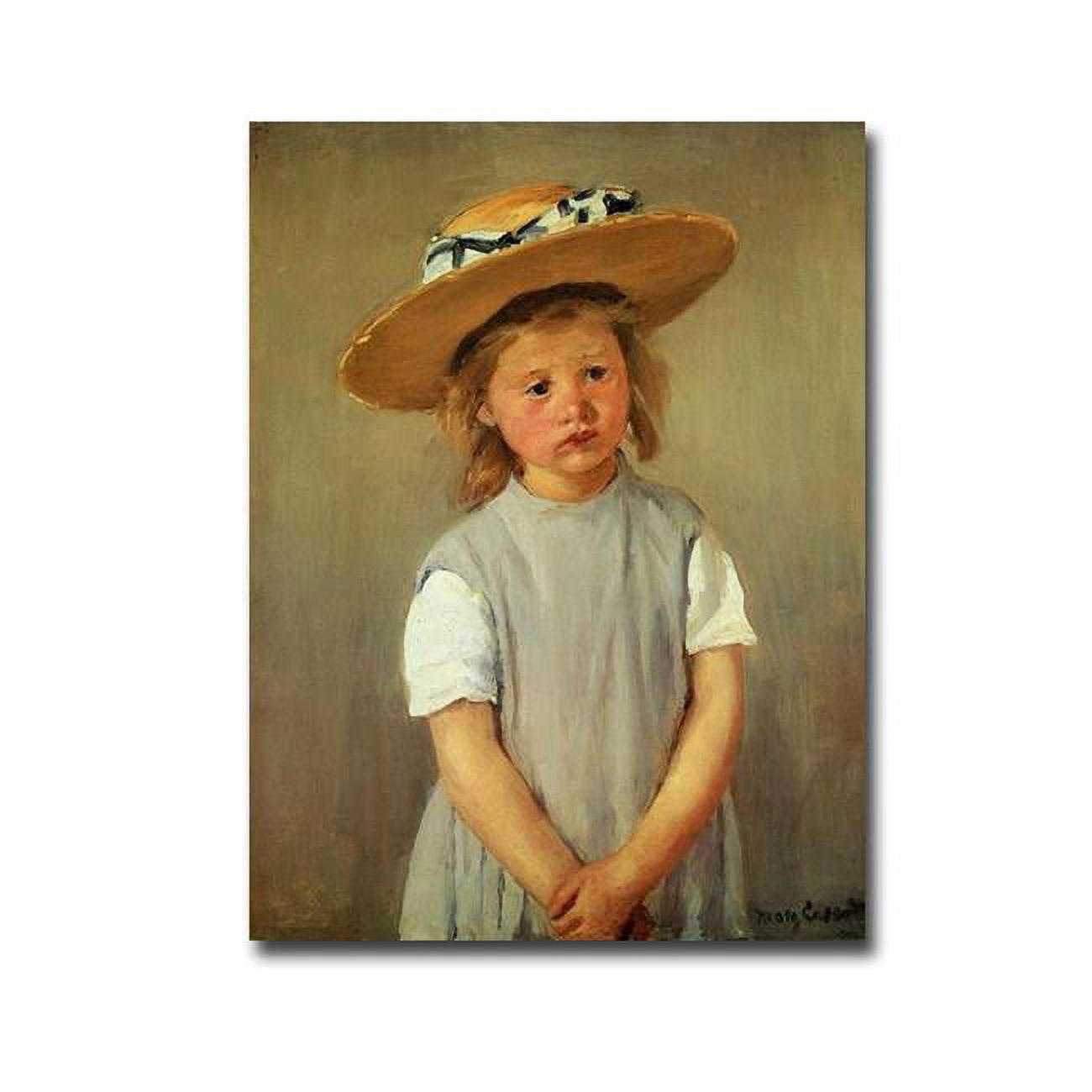 1216643bg Child With Straw Hat By Mary Cassatt Premium Gallery-wrapped Canvas Giclee Art - 12 X 16 X 1.5 In.