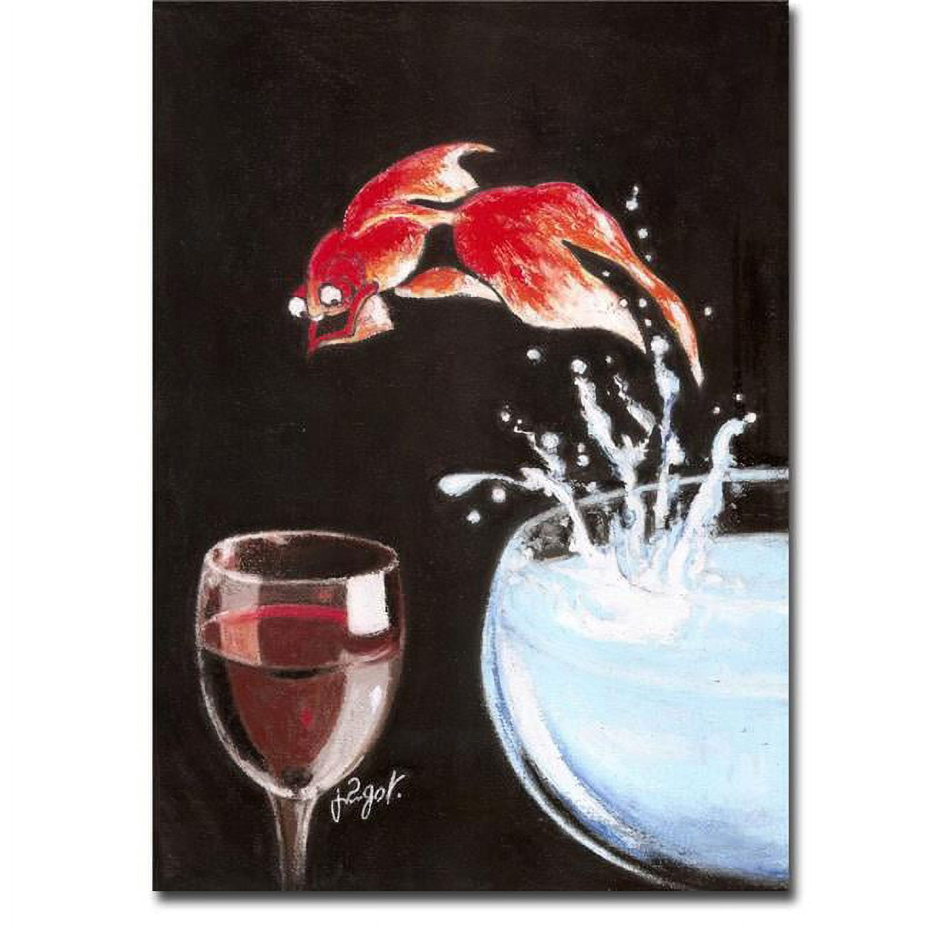 1216745tg Heureux Poisson Happy As A Fish By Jean-pierre Got Premium Gallery-wrapped Canvas Giclee Art - 16 X 12 In.