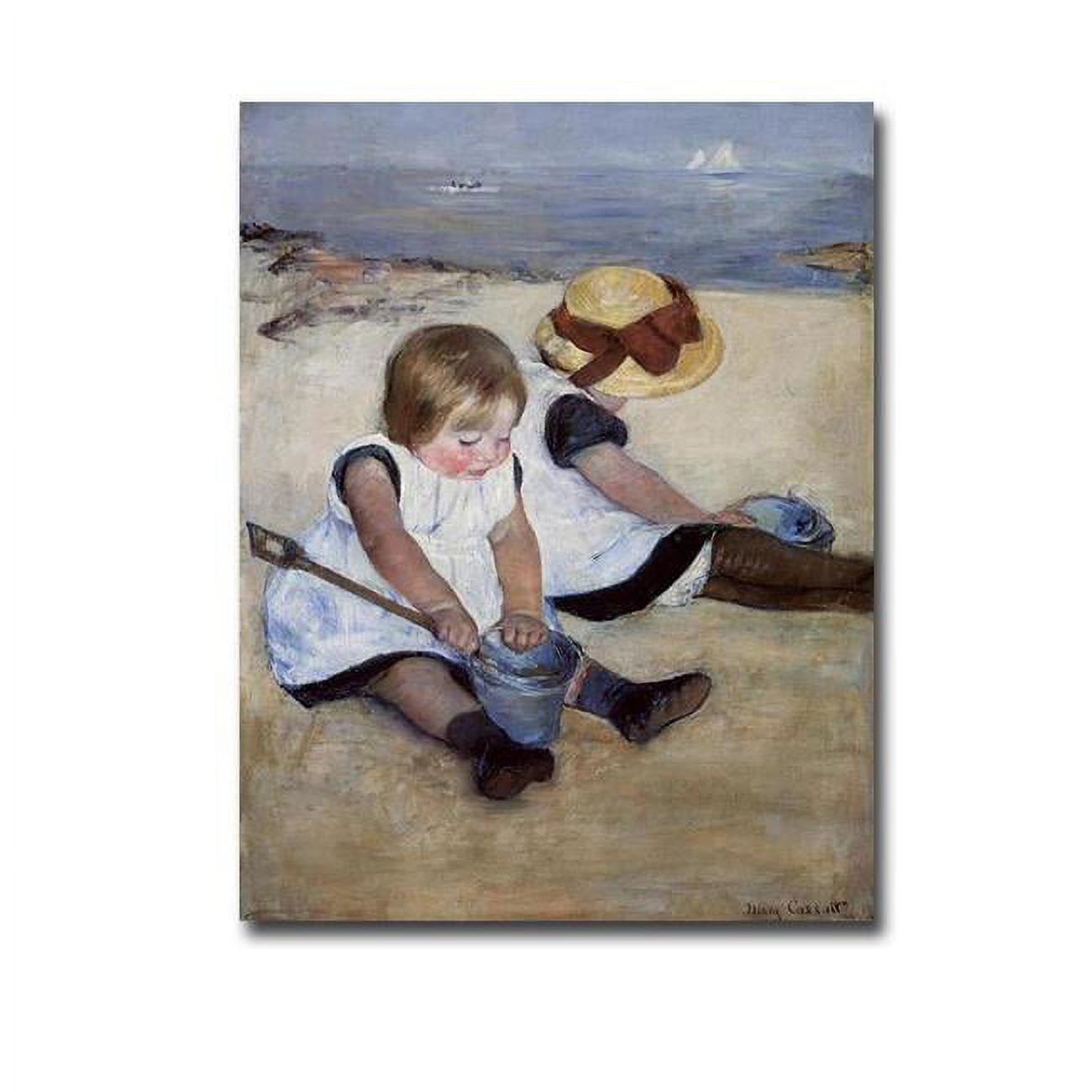 1216748bg Children Playing On The Beach By Mary Cassatt Premium Gallery-wrapped Canvas Giclee - 12 X 16 X 1.5 In.