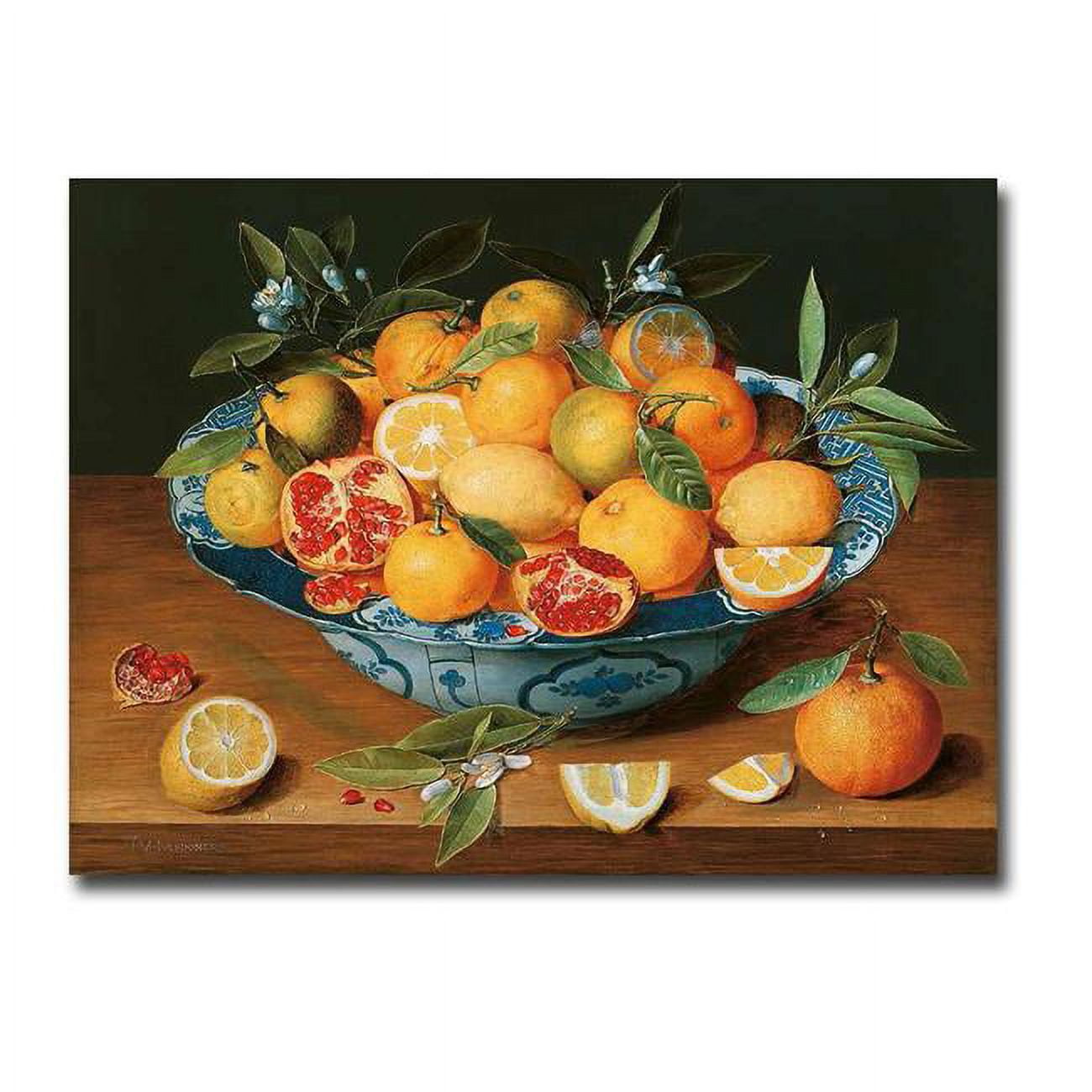 1216a484sag Still Life With Lemons - Oranges & A Pomegranate By Jacob Van Hulsdonck Premium Gallery-wrapped Canvas Giclee - 12 X 16 X 1.5 In.