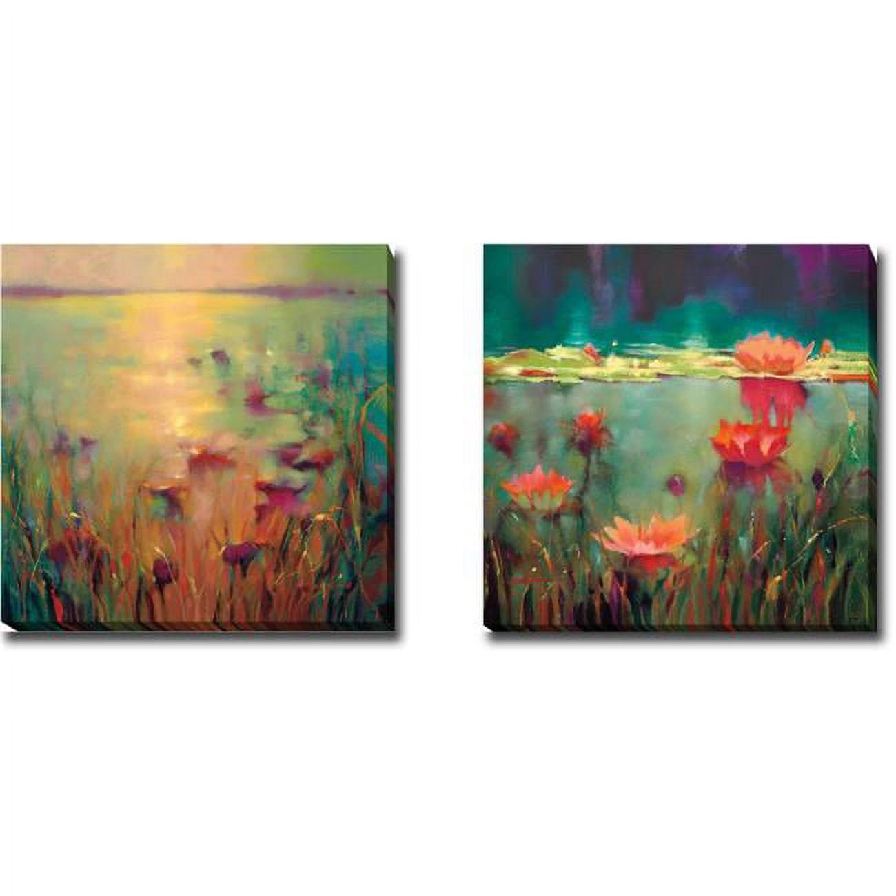 3636380cg Morning & Nightfall By Donna Young 2-piece Premium Oversize Gallery-wrapped Canvas Giclee Art Set - 36 X 36 X 1.5 In.