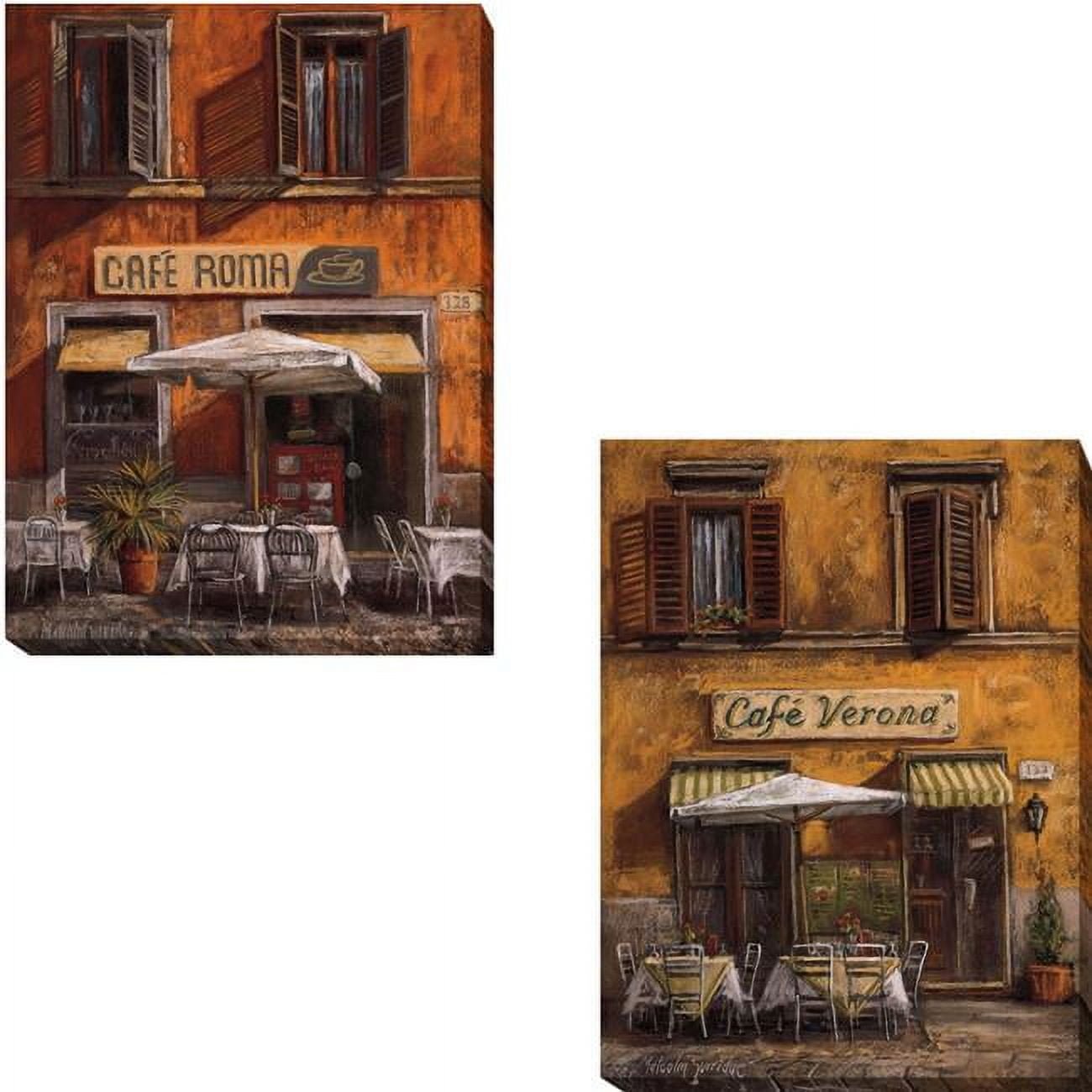 1216pj437cg Cafe Roma & Cafe Verona By Malcolm Surridge 2-piece Premium Gallery-wrapped Canvas Giclee Art Set - 12 X 16 X 1.5 In.