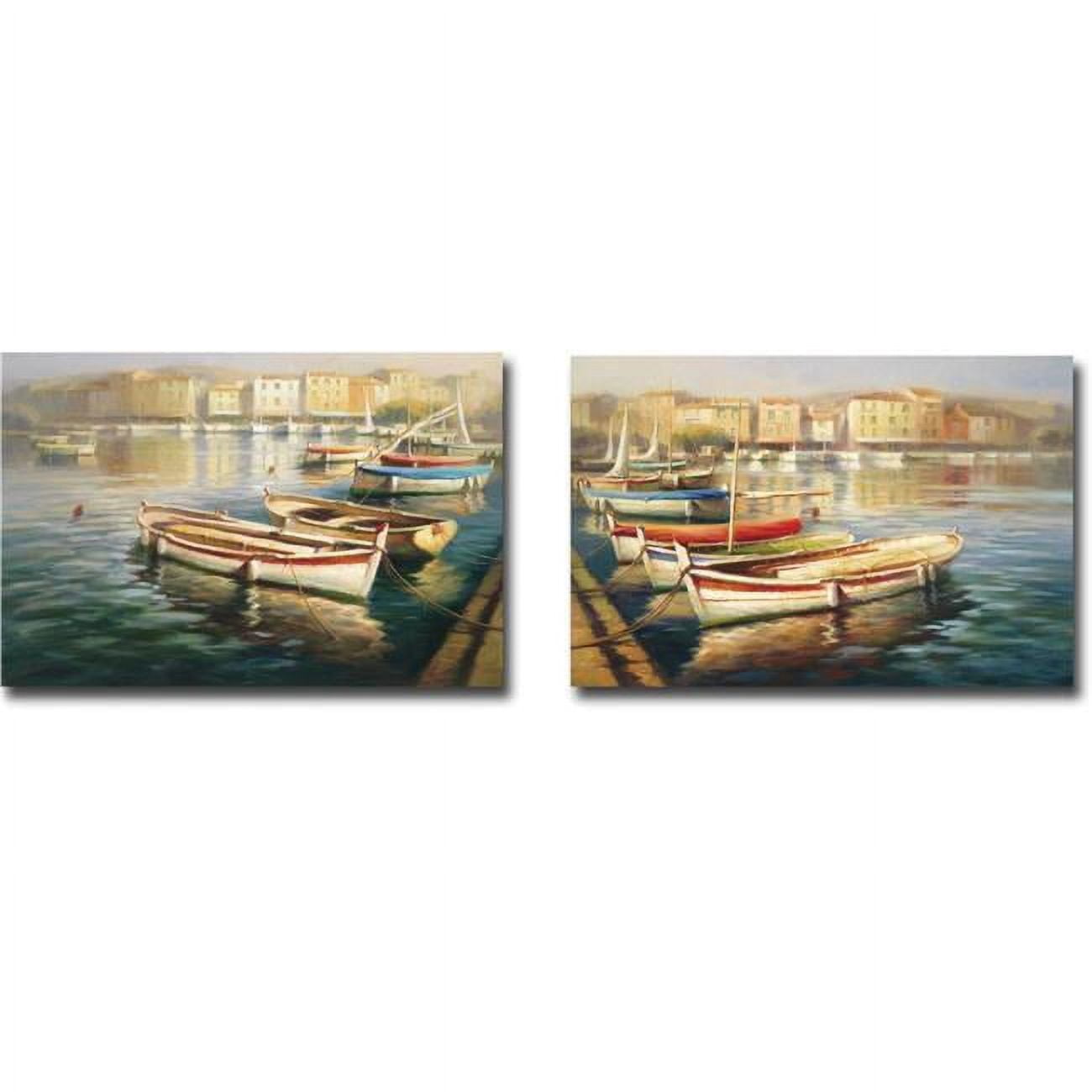 1218004eg Harbor Morning I & Il By Roberto Lombardi 2-piece Premium Gallery Wrapped Canvas Giclee Art Set - 12 X 18 X 1.5 In.