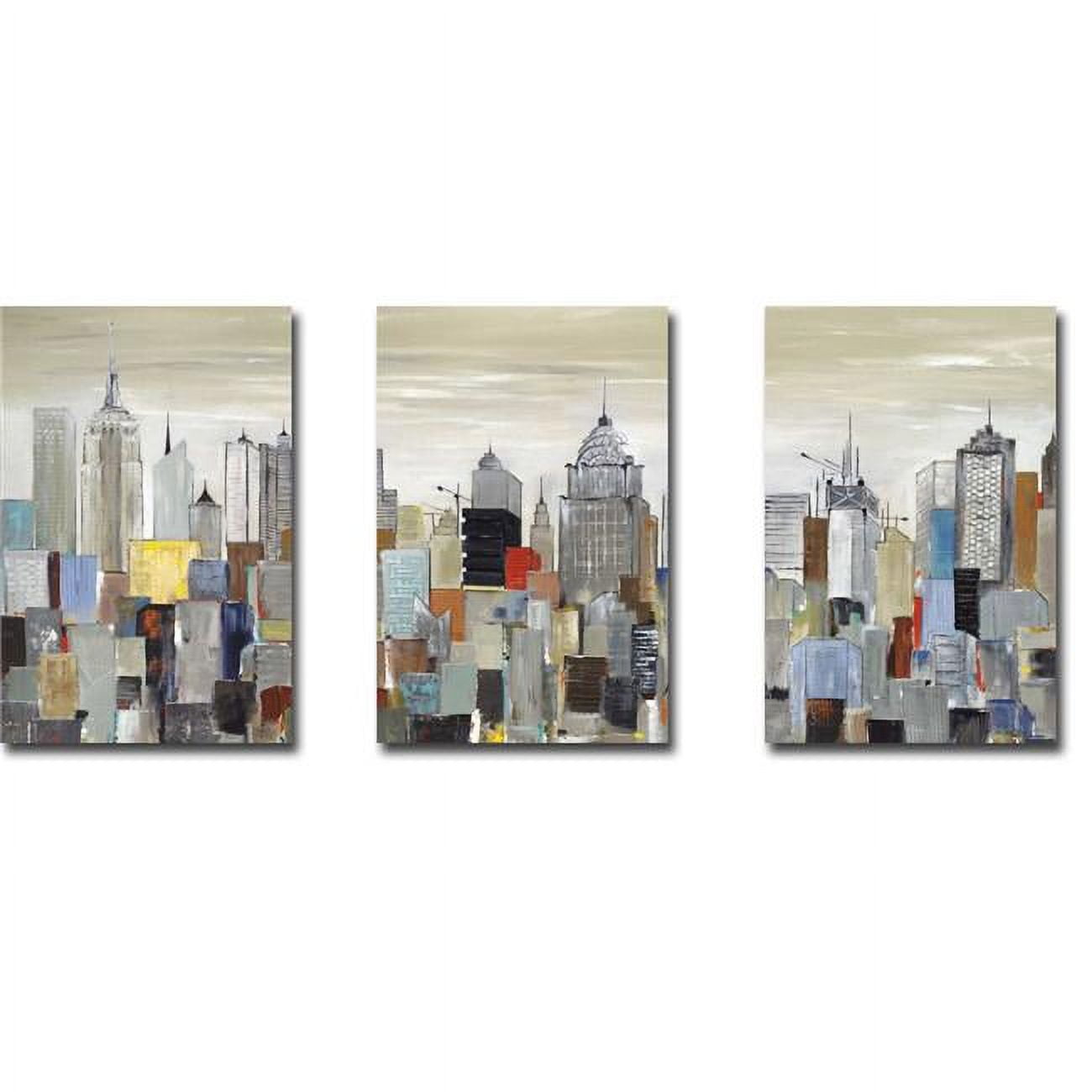 1624s894cg New York Skyline I, Ii, & Iii By Aziz Kadmiri 3 Piece Premium Gallery-wrapped Canvas Giclee Art Set - 16 X 24 X 1.5 In.