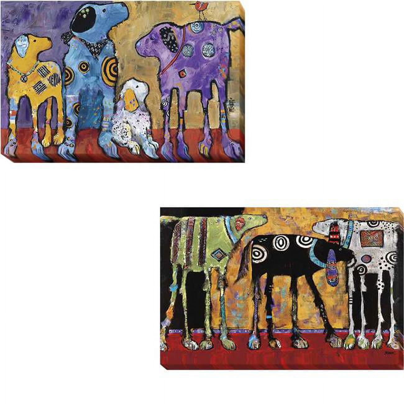 1218485eg Cast Of Characters & Looking For Trouble By Jenny Foster 2-piece Premium Gallery-wrapped Canvas Giclee Art Set - 12 X 18 In.