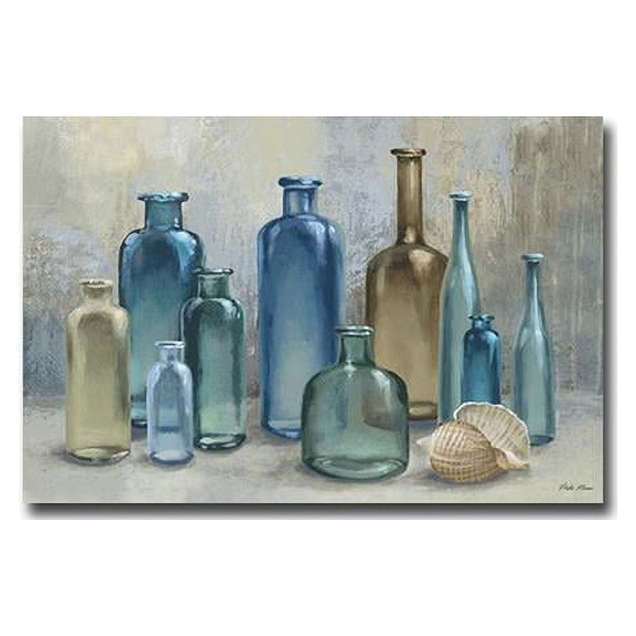 1218am992sg Glass Bottles By Michael Marcon Premium Gallery Wrapped Canvas Giclee Art - 12 X 18 X 1.5 In.