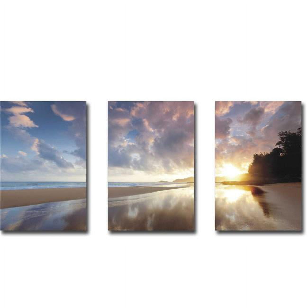 1218l601cg Secret Beach Sunrise I, Ii, & Iii By Dennis Frates 3 Piece Premium Gallery-wrapped Canvas Giclee Art Set - 12 X 18 X 1.5 In.
