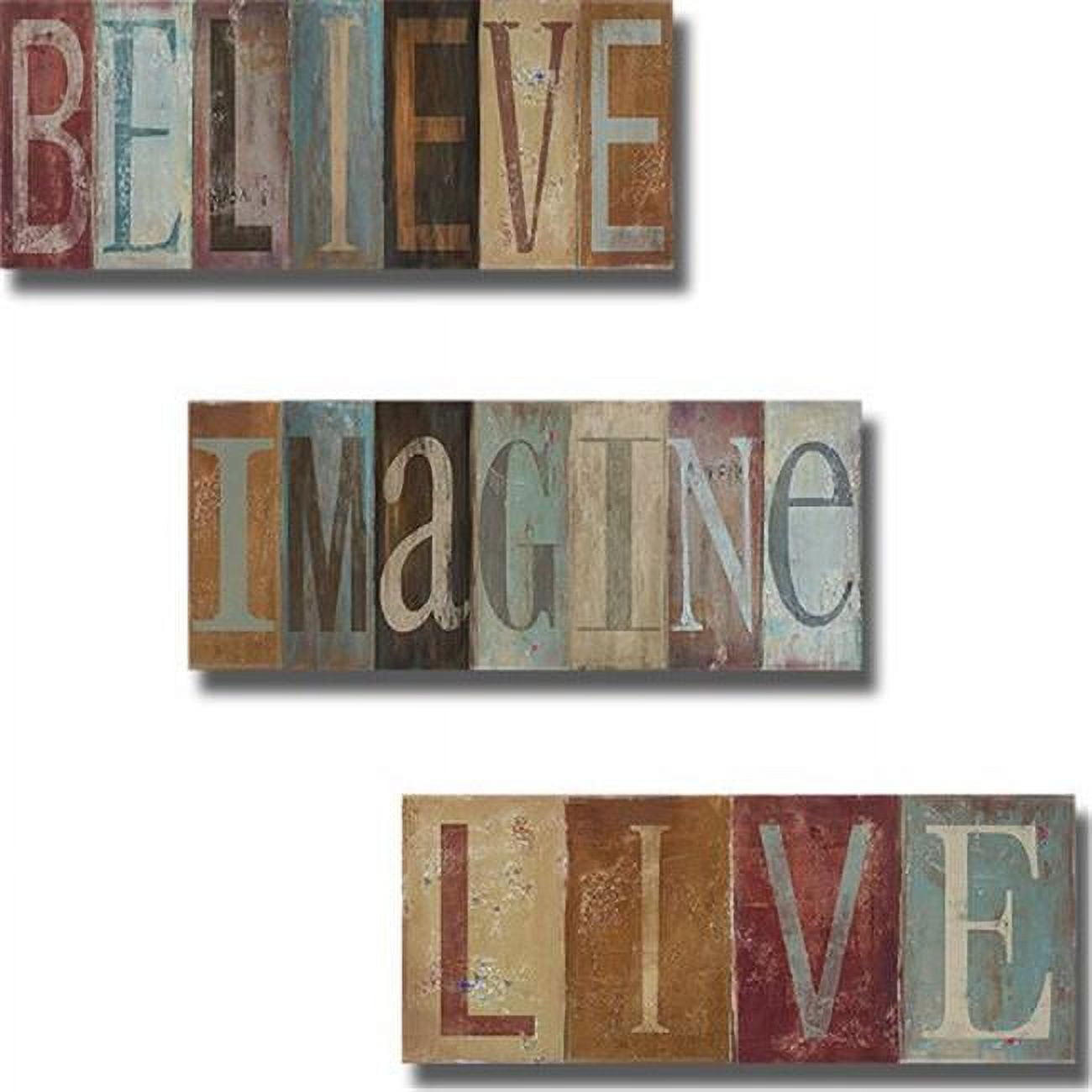 1640am146sg Believe, Imagine, & Live By Patricia Pinto 3 Piece Premium Oversize Gallery Wrapped Canvas Giclee Art Set - 40 X 16 X 1.5 In.