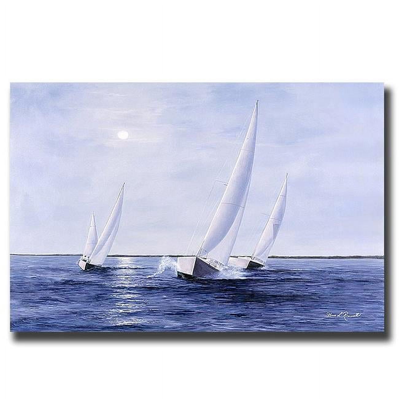 2436i734ig Blue Sails By Diane Romanello Premium Gallery-wrapped Canvas Giclee Art - Ready-to-hang, 24 X 36 X 1.5 In.