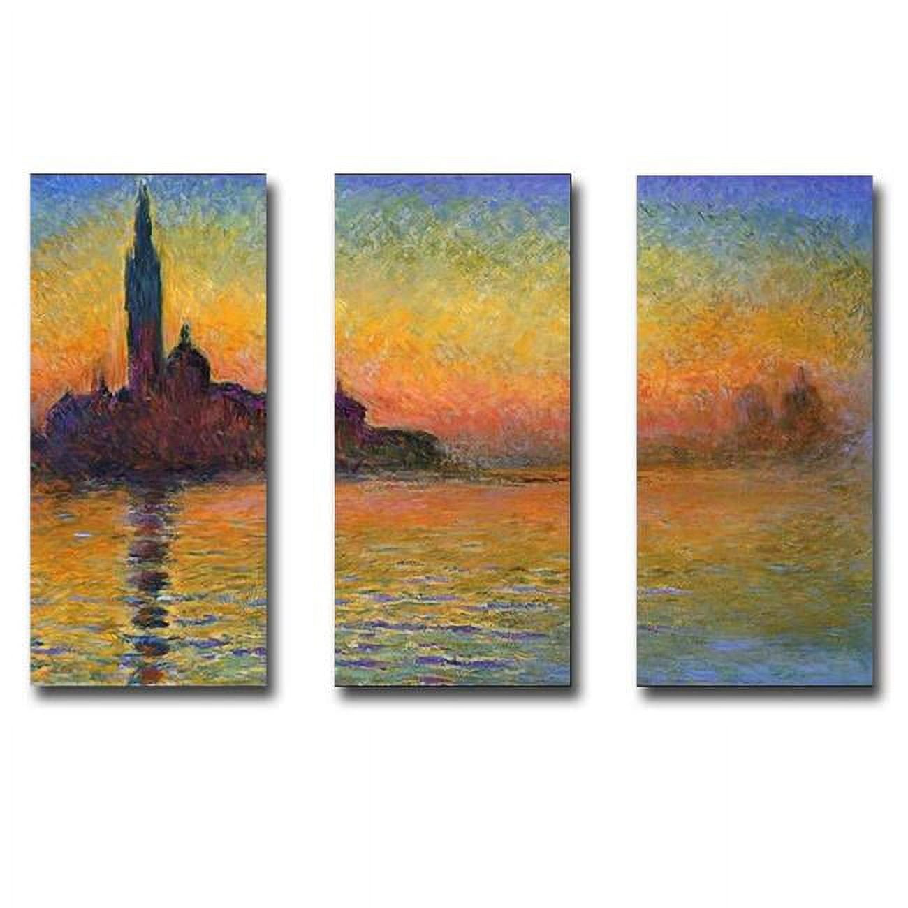 1224567bg Twilight Venice - San Giorgio Maggiore By Claude Monet Premium Gallery-wrapped Canvas Giclee Art Set - Ready To Hang, 12 X 24 X 1.5 In.