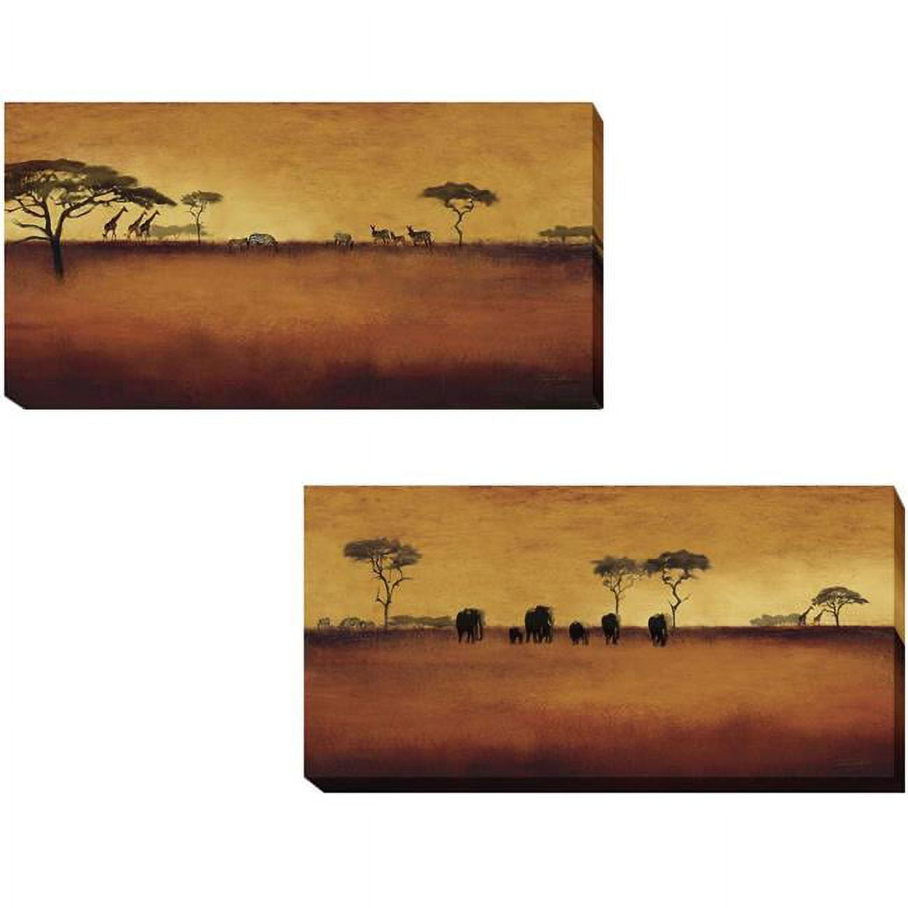 1224am567s Serengeti I & Ii By Tandi Venter Premium Gallery-wrapped Canvas Giclee Art Set - Ready-to-hang, 12 X 24 X 1.5 In.