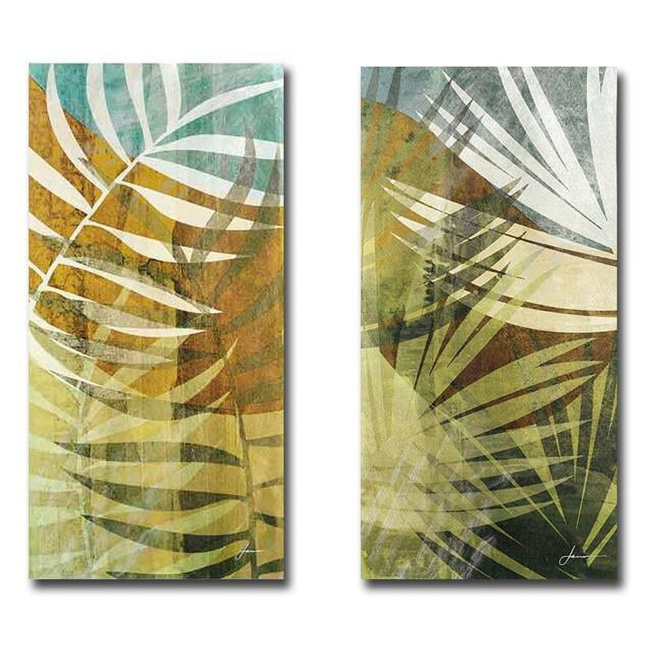 1224am849eg Palm Frond I & Ii By James Burghardt Premium Gallery Wrapped Canvas Giclee Art Set - Ready-to-hang, 12 X 24 X 1.5 In.