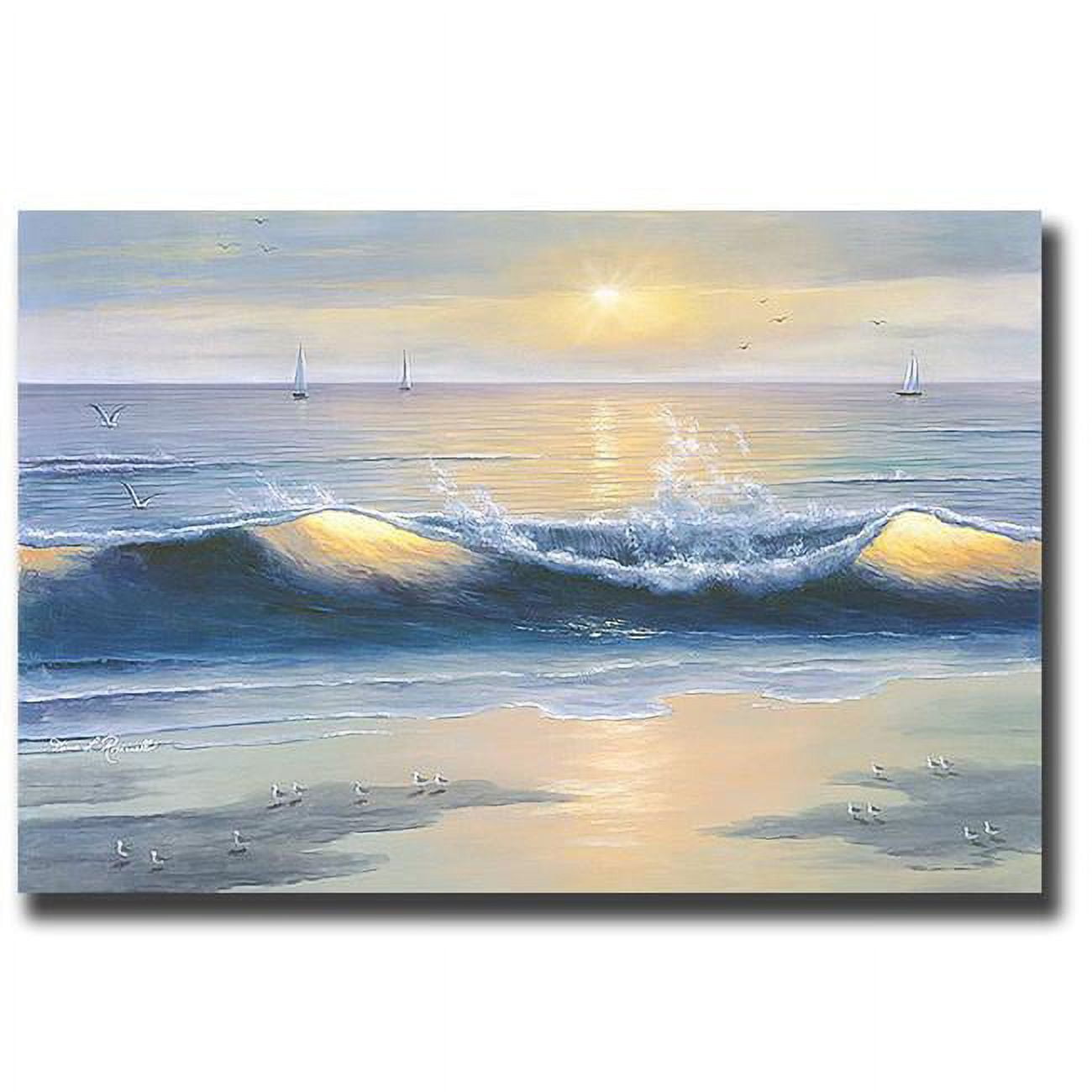 2436p734ig Blue Waves By Diane Romanello Premium Gallery-wrapped Canvas Giclee Art - Ready-to-hang, 24 X 36 X 1.5 In.