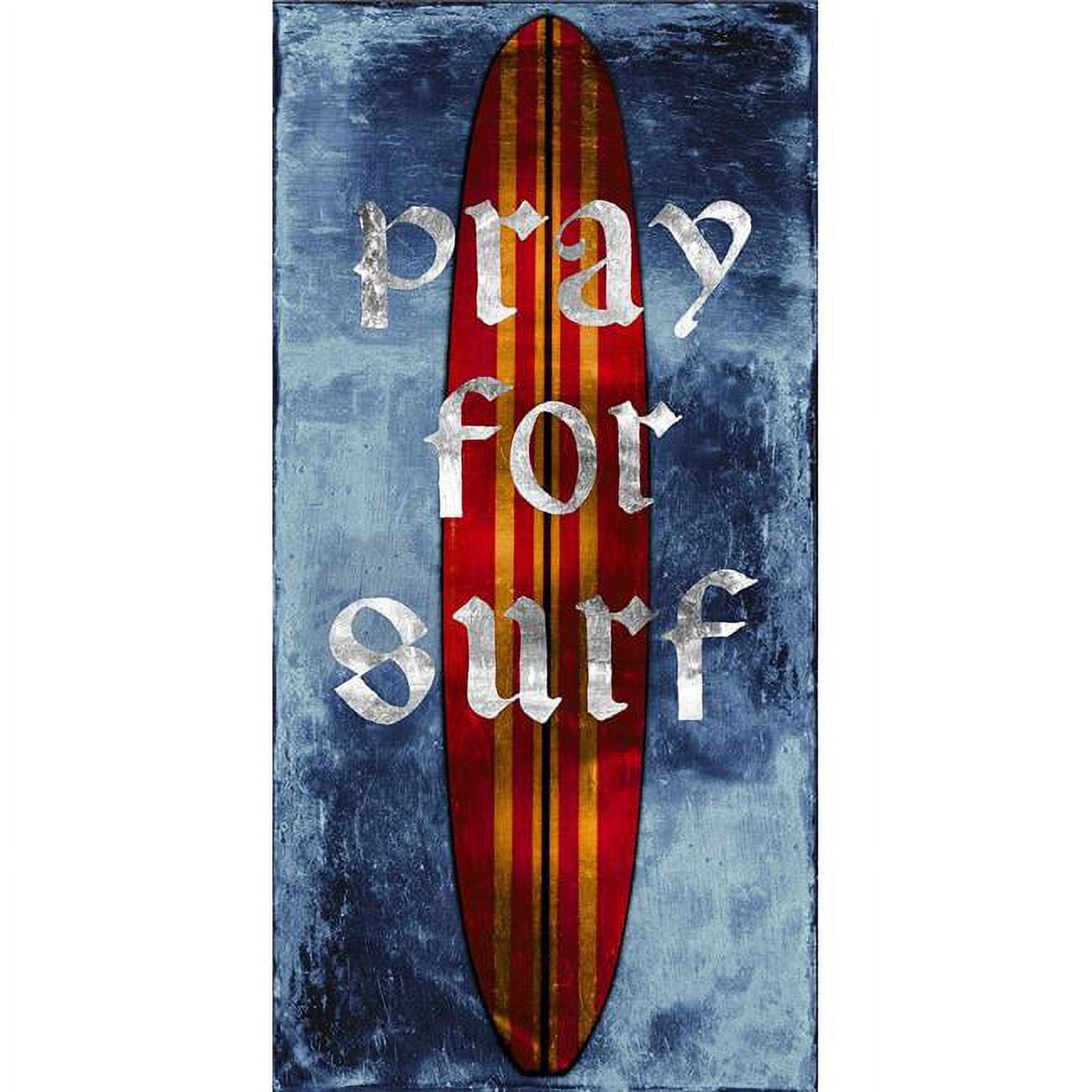 1224e277tg Pray For Surf, Surfboard By Charlie Carter Custom Gallery-wrapped Canvas Giclee Art - Ready To Hang, 12 X 24 X 1.5 In.