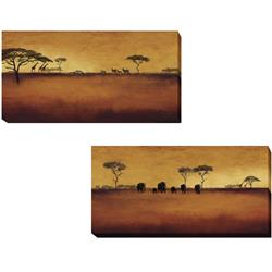 1224k725cg Serengeti I & Ii By Tandi Venter Premium Gallery-wrapped Canvas Giclee Art Set - Ready-to-hang - Large, 12 X 24 X 1.5 In.