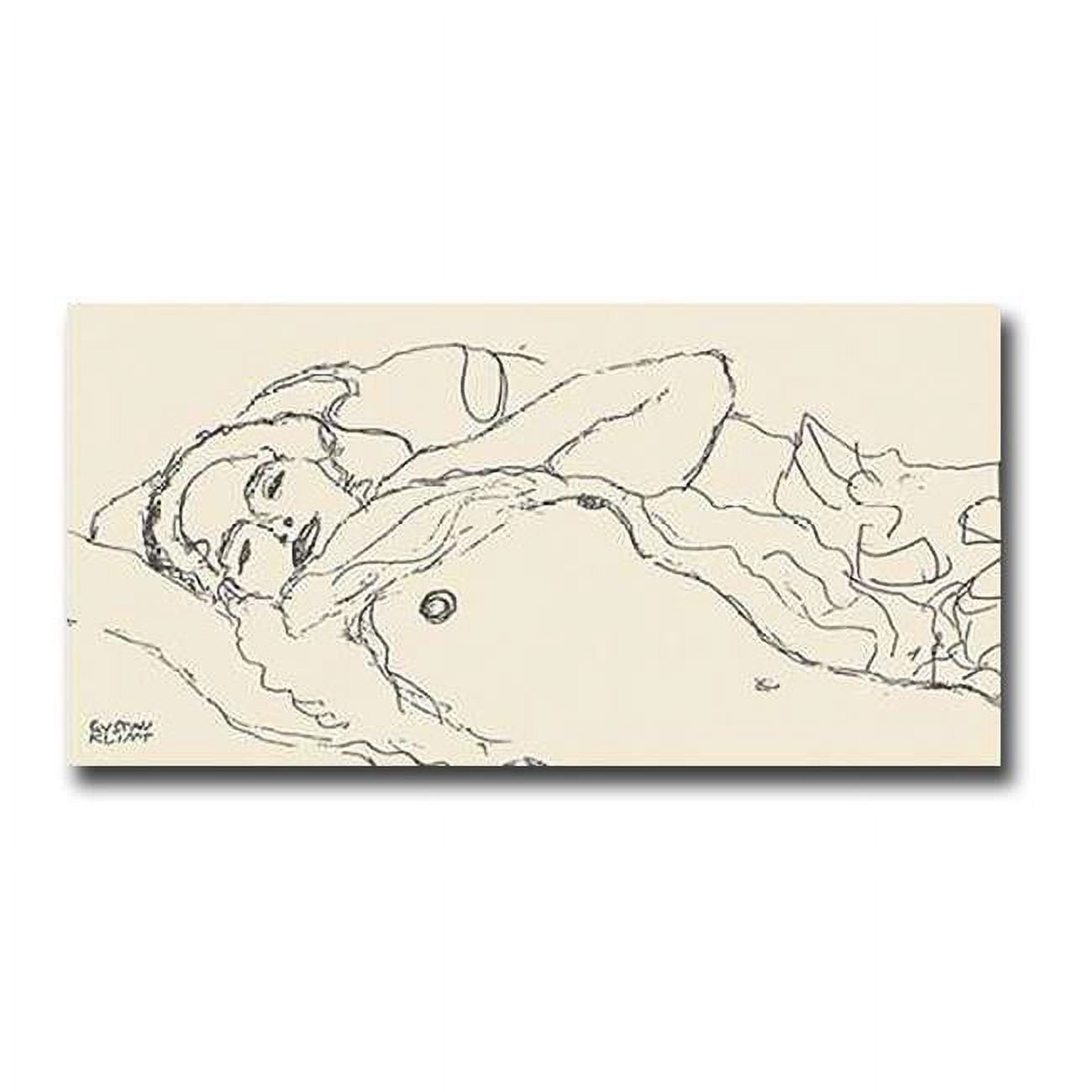 1224w612sag Reclined Woman By Gustav Klimt Premium Gallery-wrapped Canvas Giclee Art - Ready-to-hang, 12 X 24 X 1.5 In.
