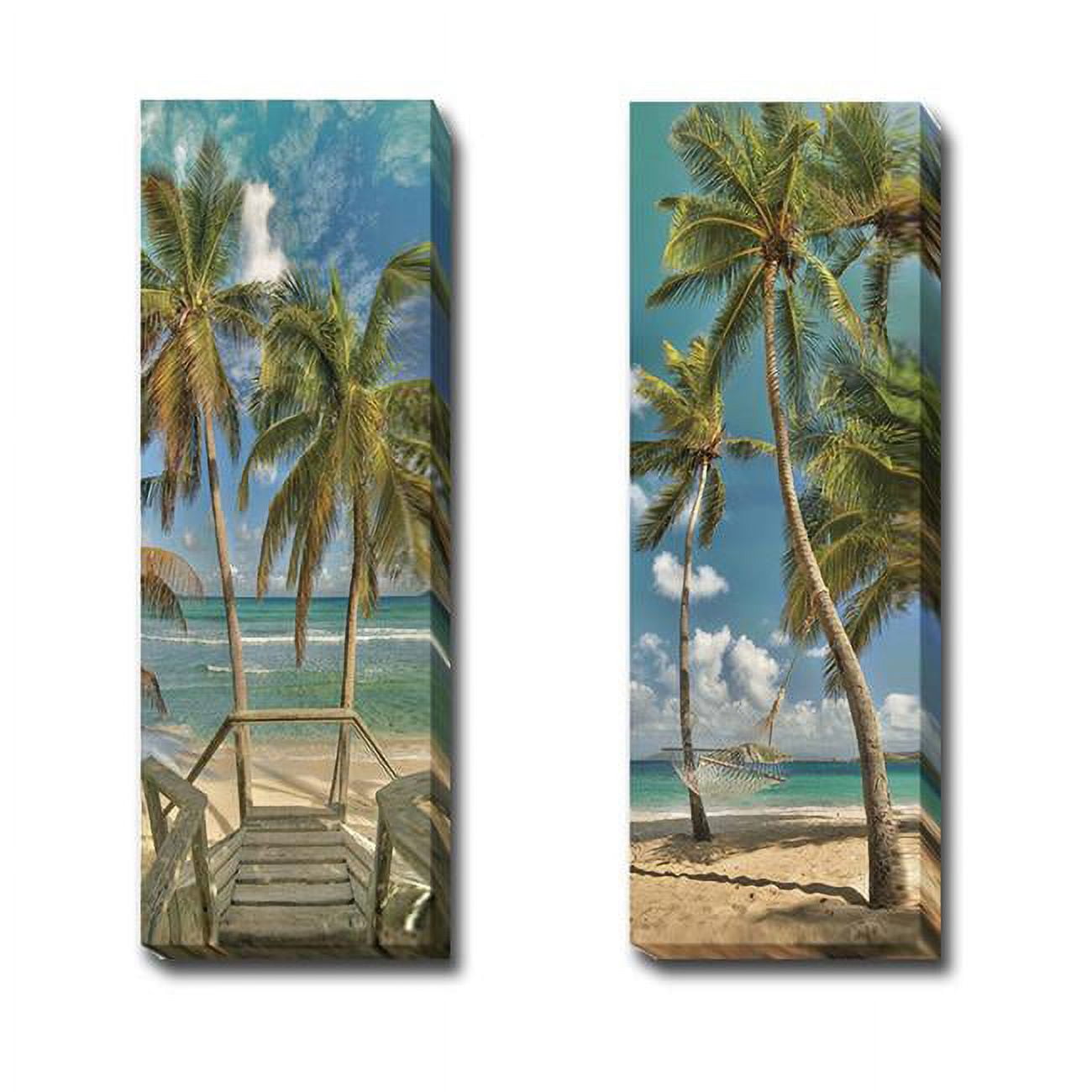 1236w744eg Beach Walk & Hammock I By Doug Cavanah Premium Gallery Wrapped Canvas Giclee Art Set - Ready-to-hang, 12 X 24 X 1.5 In.