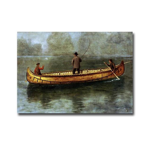 1624437bg Fishing From A Canoe By Albert Bierstadt Premium Gallery Wrapped Canvas Giclee Art - Ready-to-hang, 16 X 24 X 1.5 In.