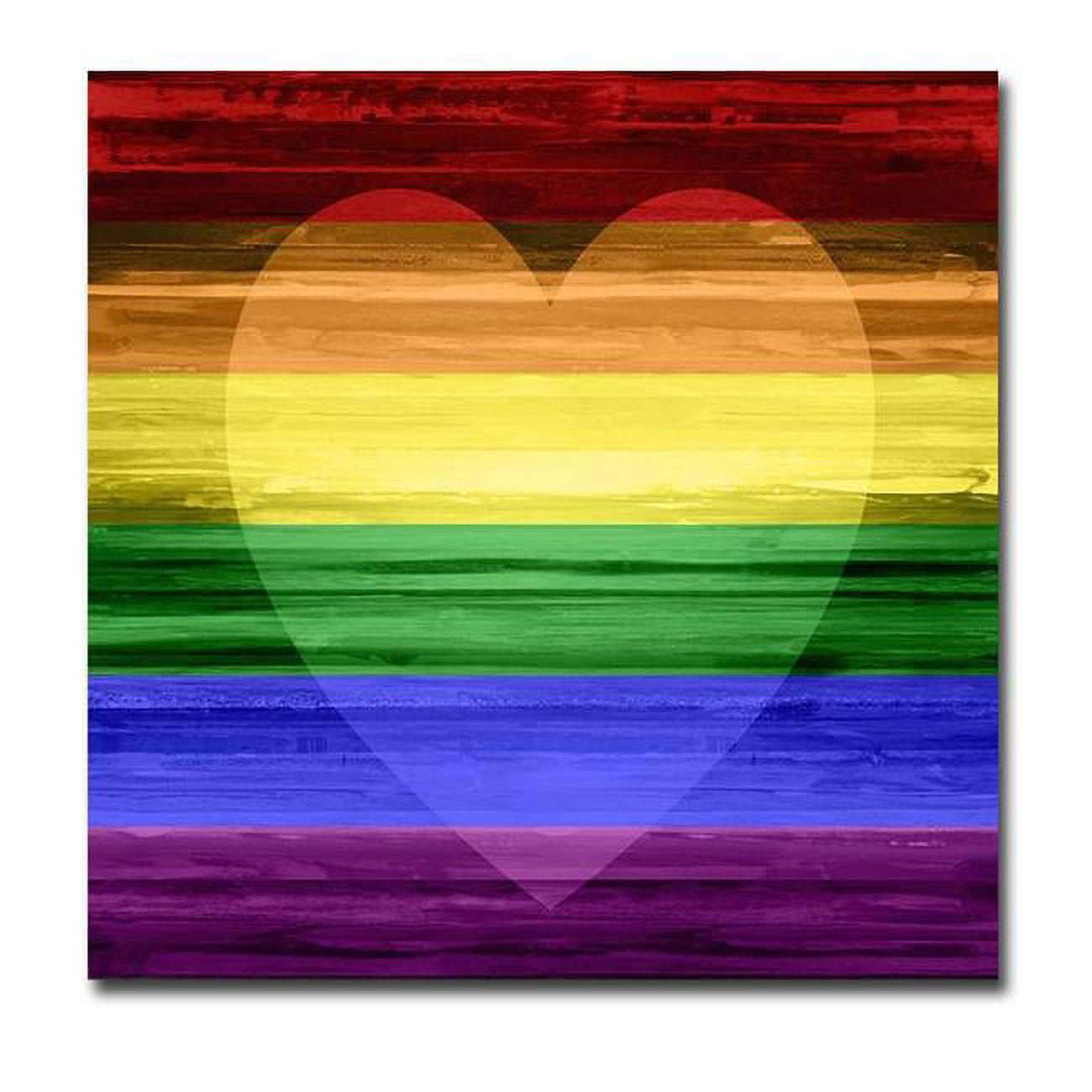 3030l395tg Rainbow Heart By Maggie Olsen Premium Gallery-wrapped Canvas Giclee Art - Ready-to-hang, 30 X 30 X 1.5 In.
