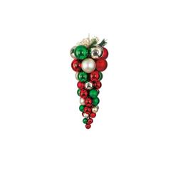 J-161424 36 In. Multi-ball Drop Ornament - Red Green & Gold - 2 Pack
