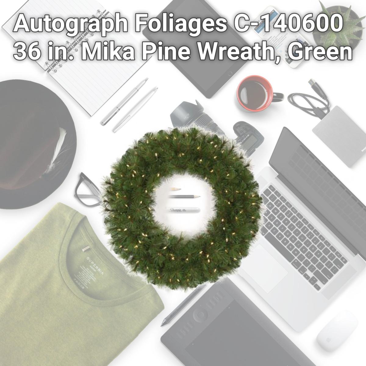 Picture of Autograph Foliages C-140600 36 in. Mika Pine Wreath, Green