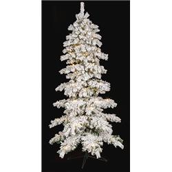 C-181174 7.5 Ft. Flocked Glacier Tree With Frosted C7 Lights, Green & White