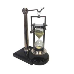 Hg008s Silver 30 Minute Hourglass & Stand, Black French Finish & Silver