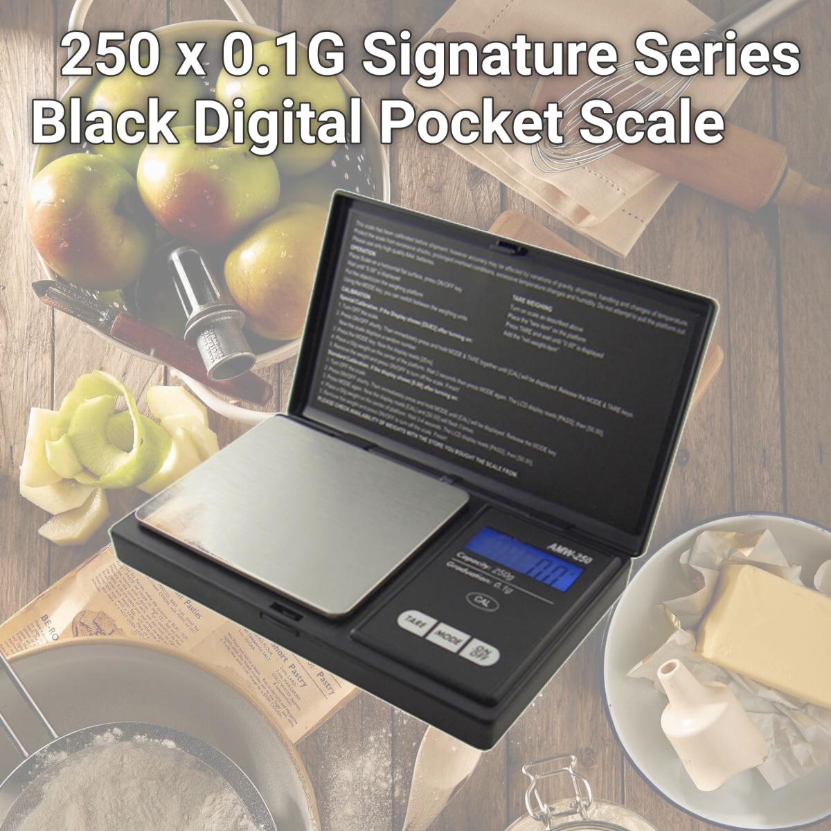 Picture of American Weigh Scales AWS-250-BLK 250 x 0.1G Signature Series Black Digital Pocket Scale