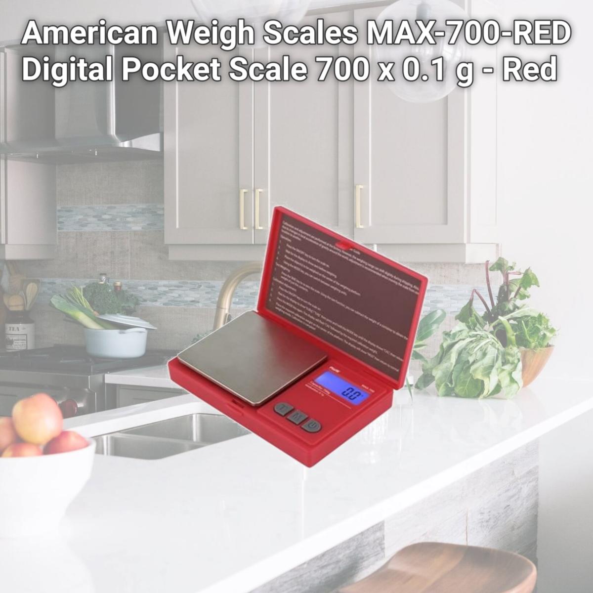 Picture of American Weigh Scales MAX-700-RED Digital Pocket Scale 700 x 0.1 g - Red