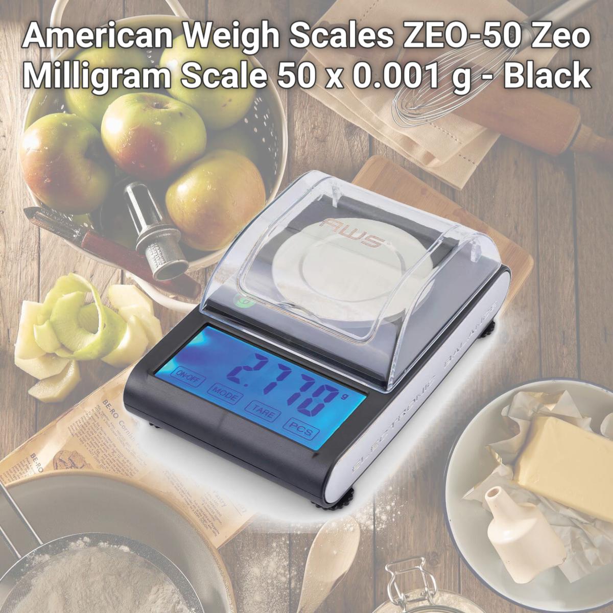 Picture of American Weigh Scales ZEO-50 Zeo Milligram Scale 50 x 0.001 g - Black