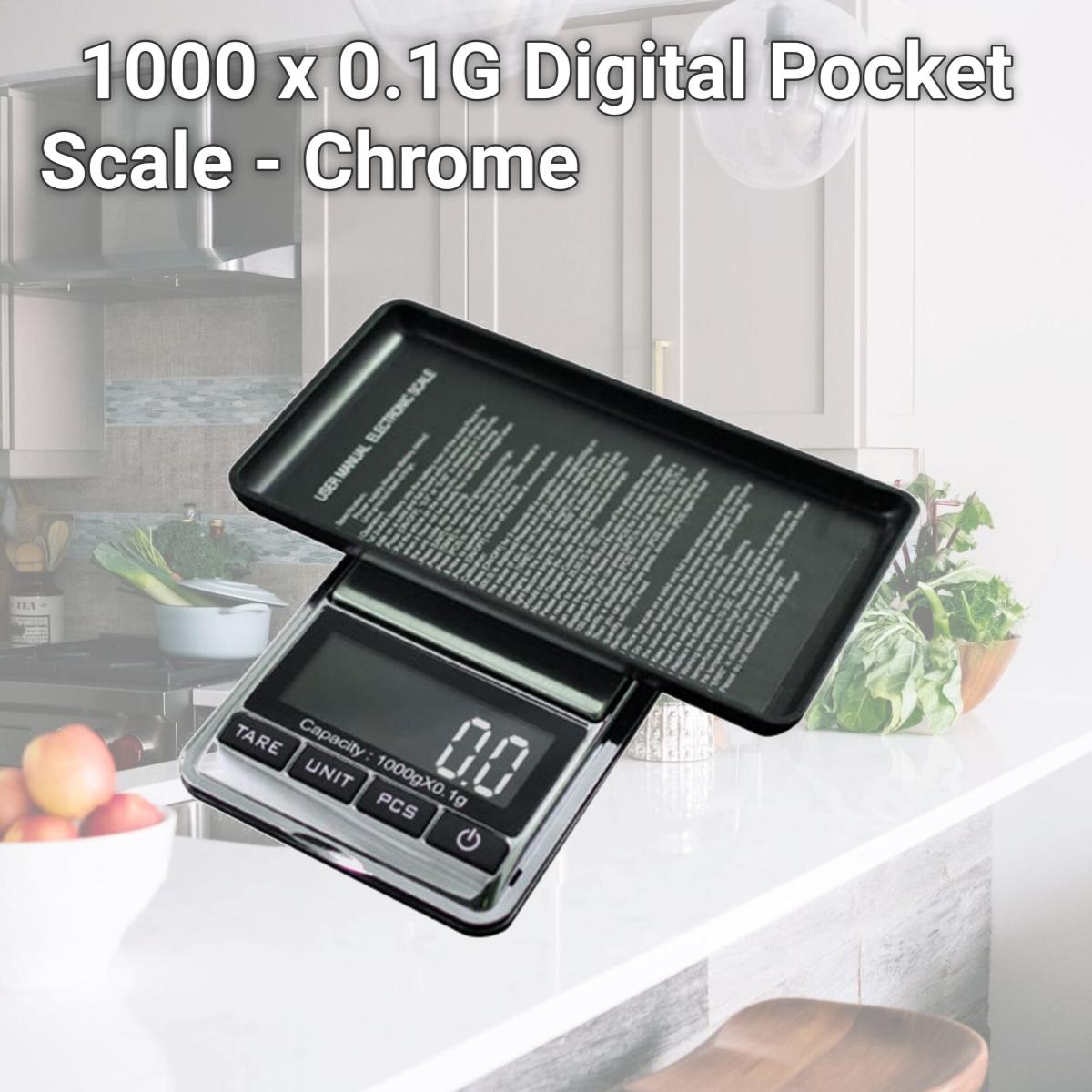 Picture of American Weigh Scales CHROME-1KG 1000 x 0.1G Digital Pocket Scale - Chrome