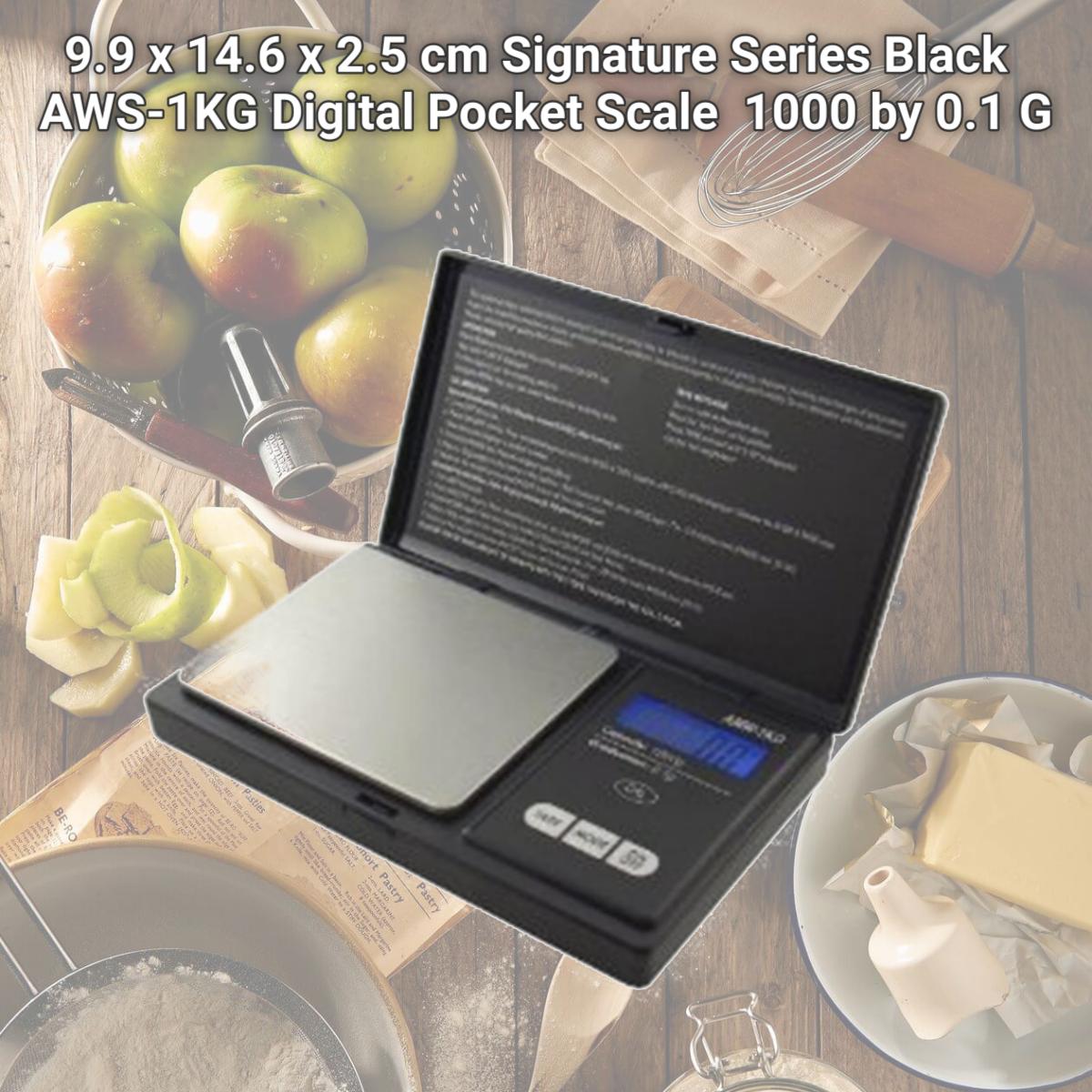 Picture of American Weigh Scales AWS-1KG-BLK 9.9 x 14.6 x 2.5 cm Signature Series Black AWS-1KG Digital Pocket Scale  1000 by 0.1 G