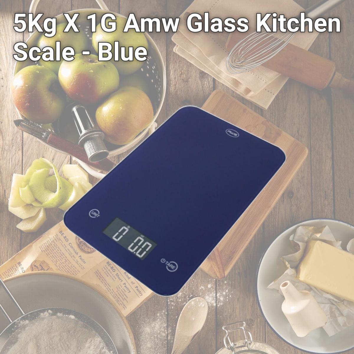 Picture of AWS ONYX-5K-BL 5Kg X 1G Amw Glass Kitchen Scale - Blue