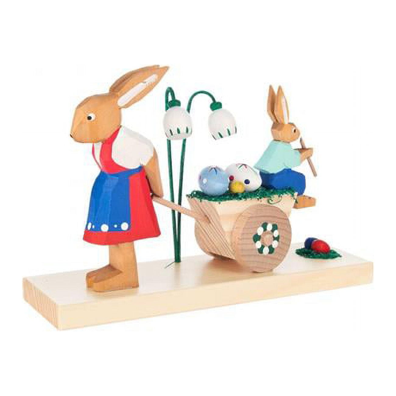 225-063 Dregeno Easter Figures - Rabbit Mother & Son With Cart