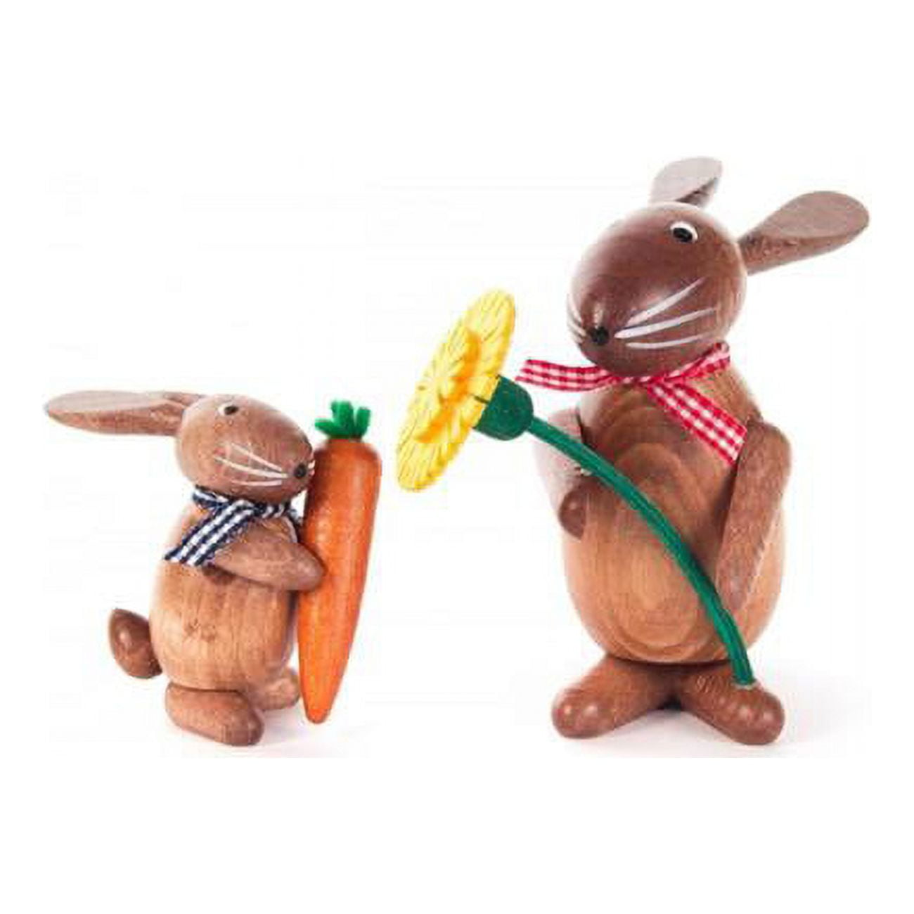 224-037 Dregeno Easter Figures - Bunnies With Mayflower & Carrot - Set Of 2