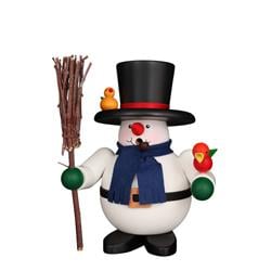 1-479 Christian Ulbricht Smoker - Rolly Polly Snowman with Birds - 6.75 x 6.1 x 4.1 in.