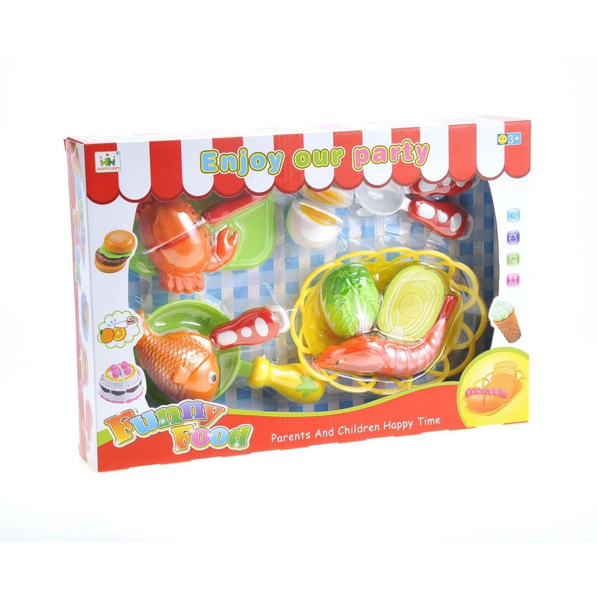 Psb18 Kitchen Fun Seafood Hot Pot Dinner Cutting Food Play Set For Kids With Egg & Vegetable