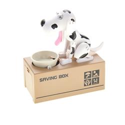 Mpt550 Black White My Dog Piggy Bank - Robotic Coin Munching Money Box, White & Black