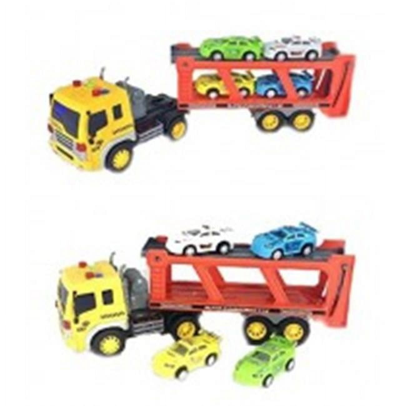 1-16 Friction Powered Car Transporter Truck With Lights & Sounds