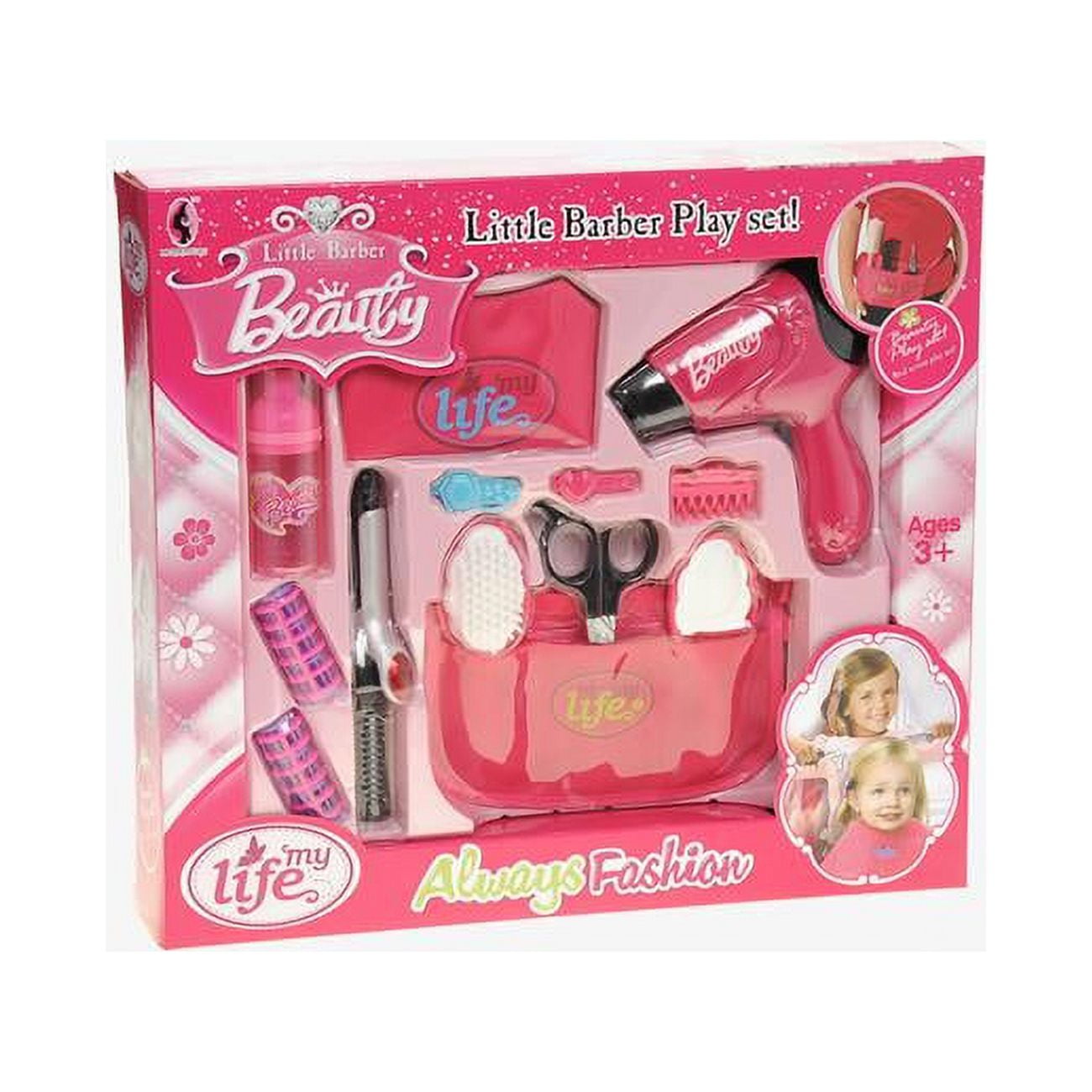 Ps00b Beauty Salon Fashion Toy Set With Hair Dryer Curling Iron Mirror Scissor Hair Brush Pretend Play Set