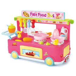 Ps8808 Fast Food Bus Kitchen Play Set Toy, Pink - 29 Piece