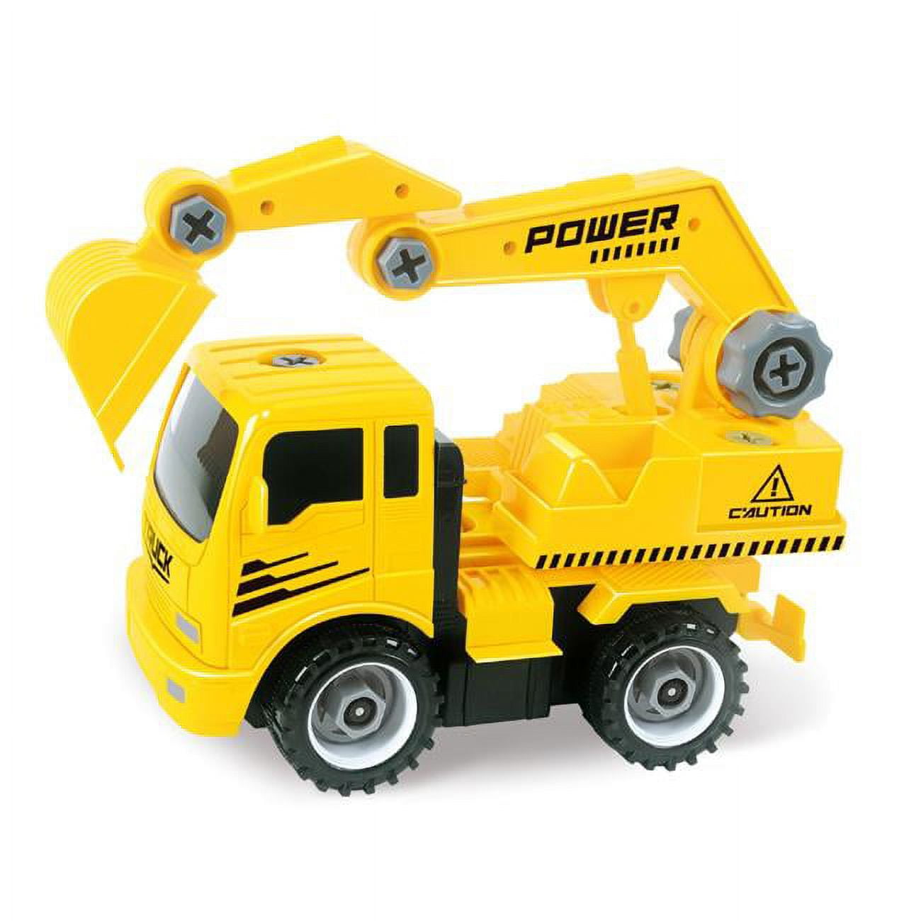 T29a Take A-part Construction Truck With 4 Different Forms, Dump Truck, Crane, Cement Mixer, Excavator