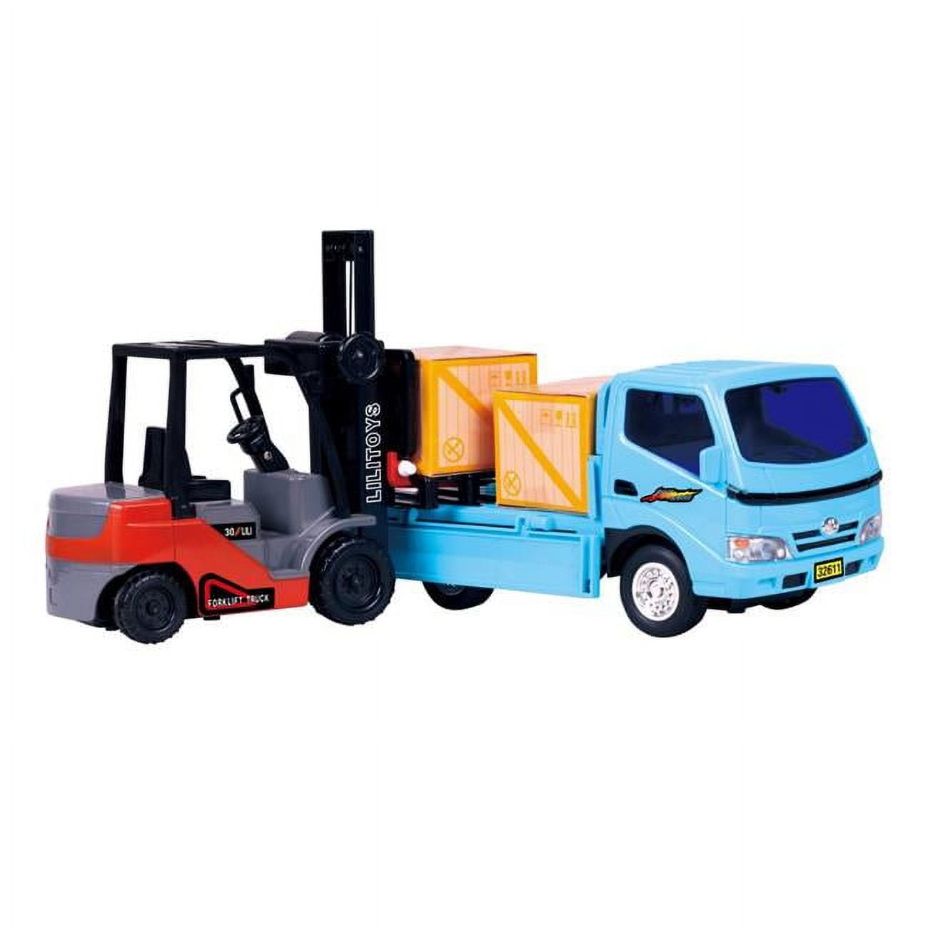 T526 Friction Powered Forklift & Truck Play Set Vehicle With 2 Cargo Box & A Pallet