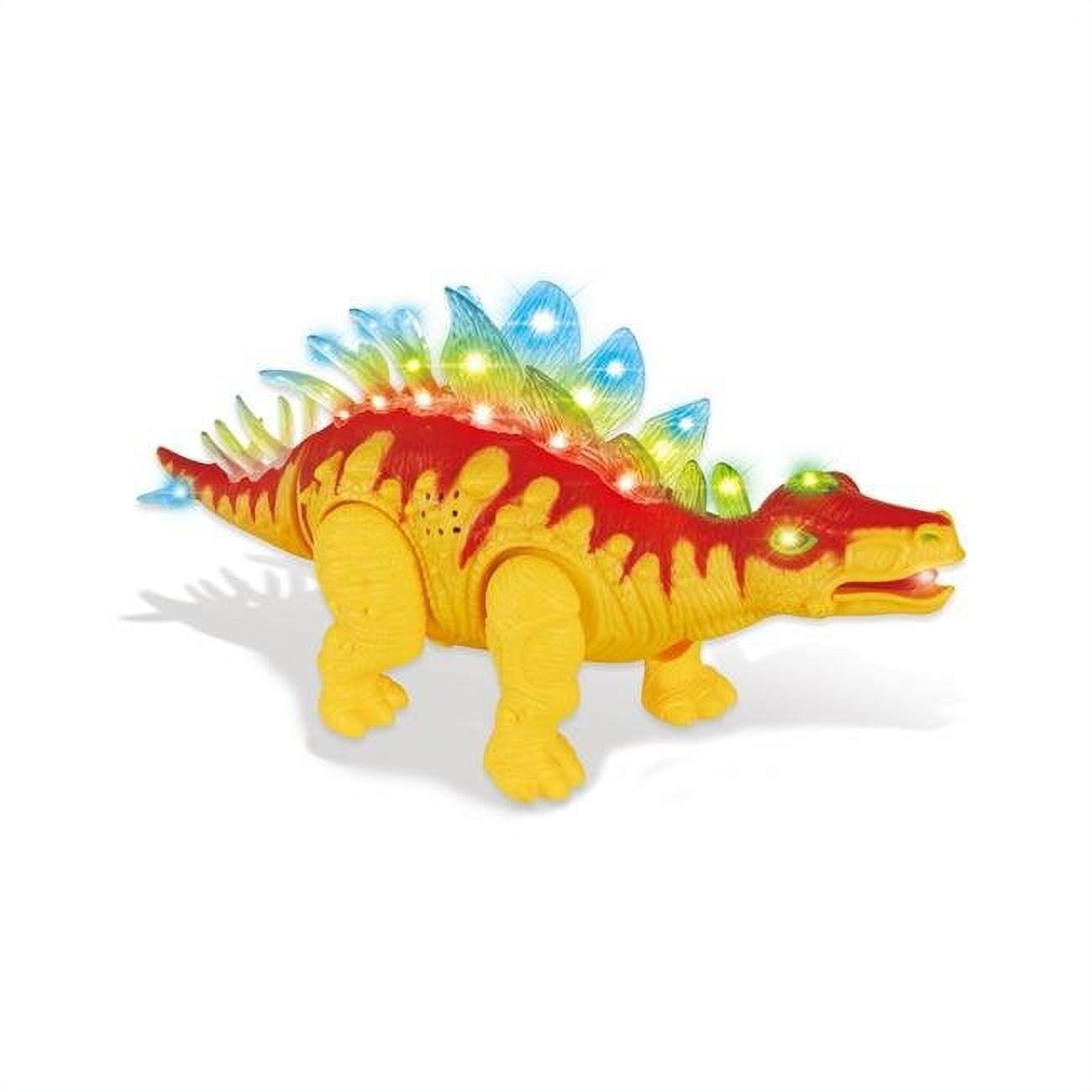D638 Orange Walking Stegosaurus With Flashing & Sounds Dinosaur Toys For Kids - Orange