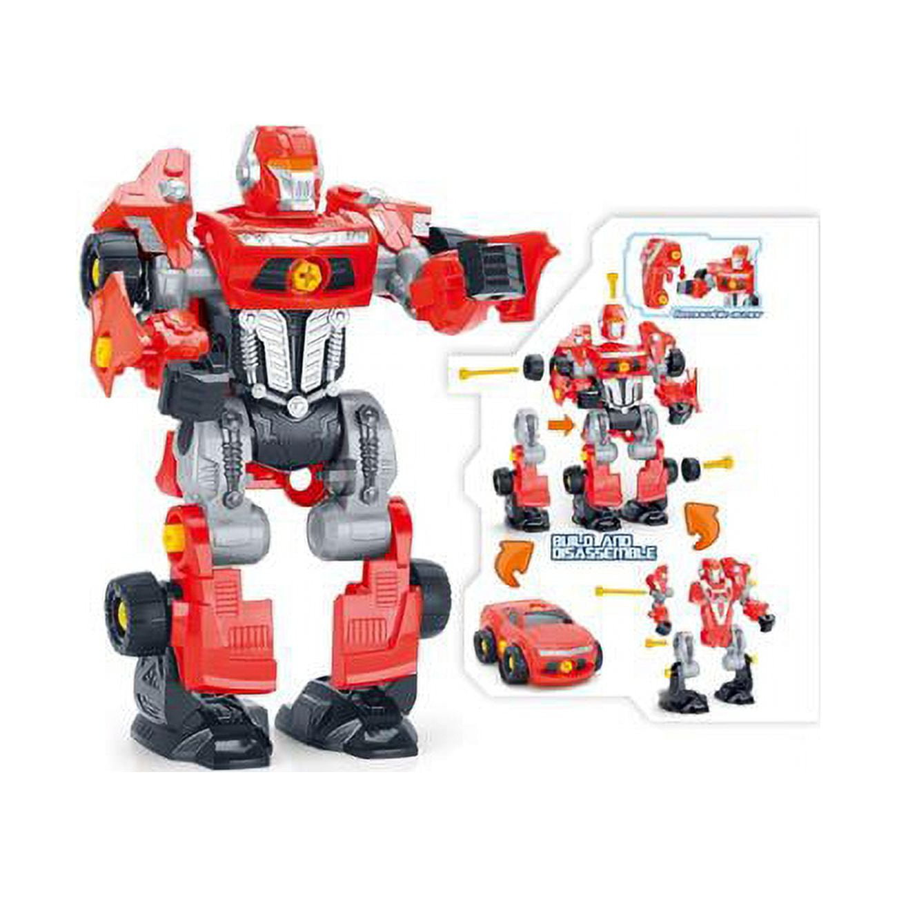 Ps1506 Red 3-in-1 Toy Robot Playset - 42 Modification Pieces, Electric Play Drill & Screwdriver, Red