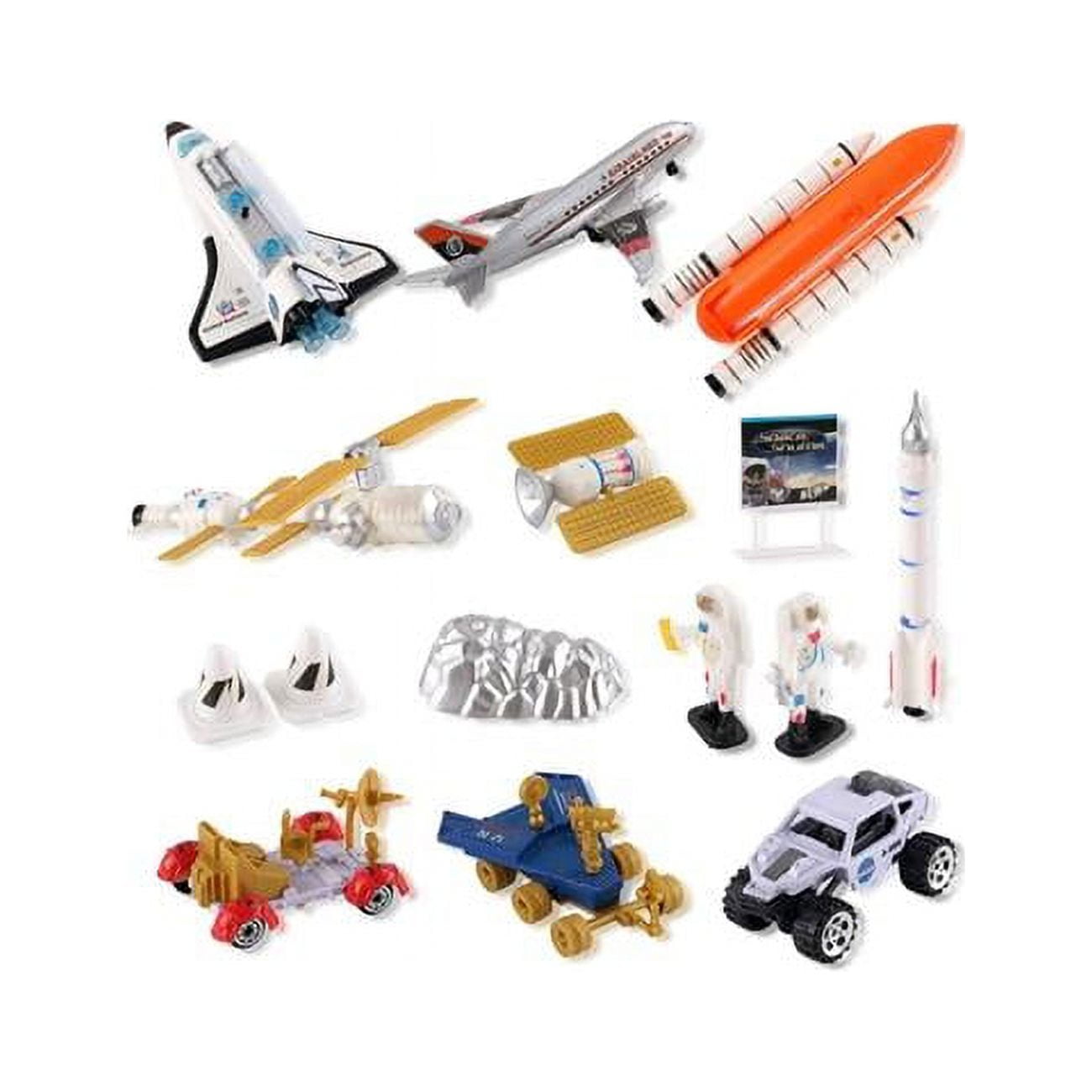 Ps537 Mars Space Shuttle Playset For Kids With Rockets Satellites Rovers & Vehicles - 15 Piece
