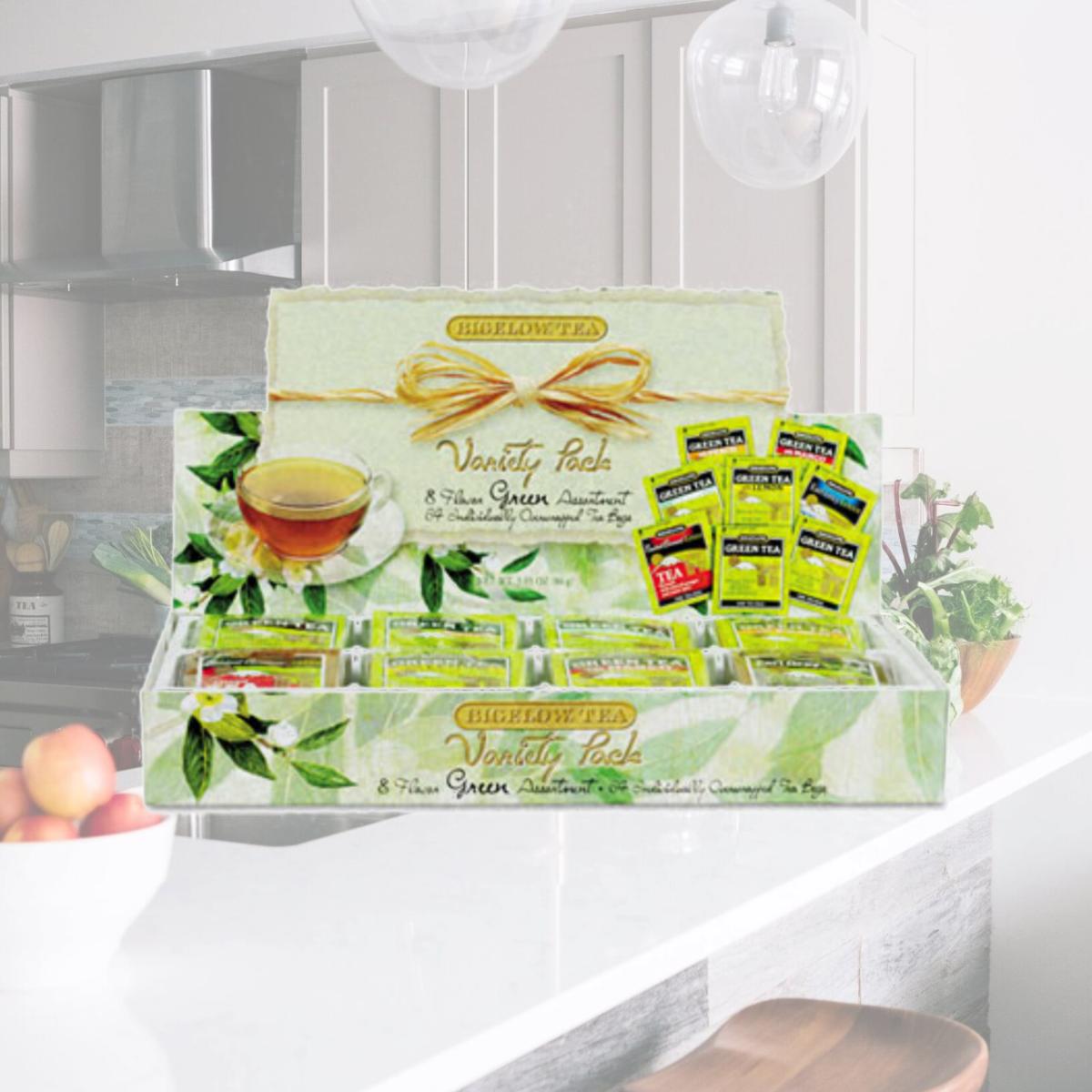 Picture of Bigelow. 30568 Green Tea Assortment  Individually Wrapped  Eight Flavors  64 Tea Bags/Box