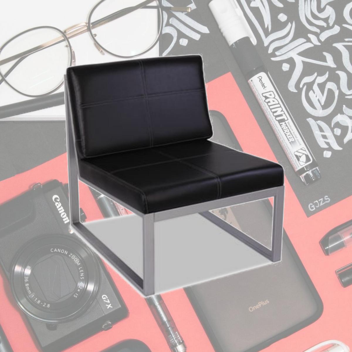 Picture of Alera RL8319CS Reception Lounge Furniture- Cube Chair- 27w x 31.13d x 30h- Black-Silver